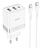 Сетевое зарядное устройство Hoco PD 30W + QC 3.0 + кабель Type-C на Type-C 1м White (N21)