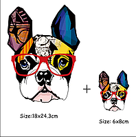 2шт. Больная и маленькая Термо наклейка на одежду, аксессуары термоапликация Супергерои Собака в очках