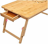 Бамбуковий столик для ноутбука та планшета складний, підставка - трансформер з вентиляцією з бамбука, фото 2