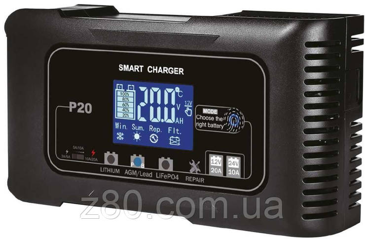 Зарядний пристрій імпульсний HTRC P20 lifepo4 AGM/GEL/АКБ 12В/24В 20 А, фото 1