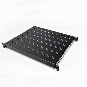 Полка 19' 4 точки кріпл., 400мм глиб., перфорована, сталь, 1,5 мм, чорна