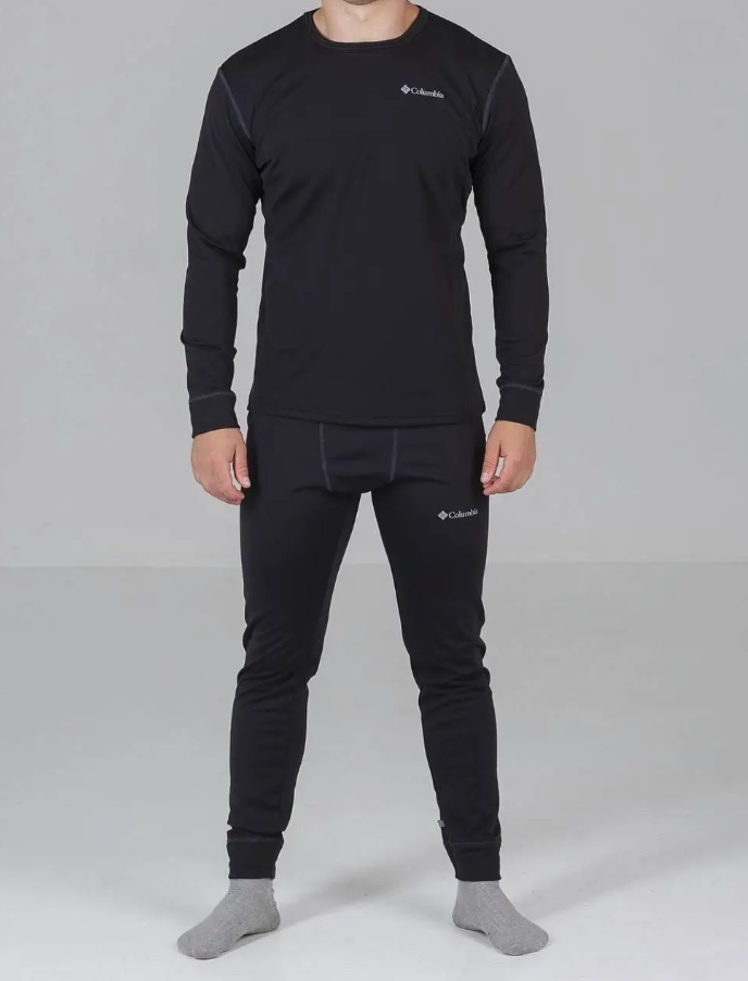 Зимовий комплект термобілизни columbia з флісу для спорту, чорна воєнна термобілизна Br, фото 1