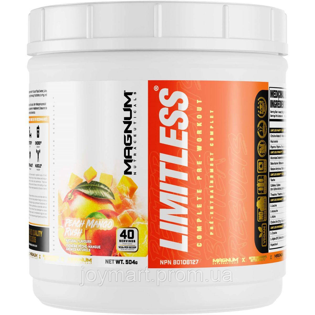 Комплекс до тренировки Magnum Nutraceuticals Limitless 504 g 20 servings Peach Mango Rush JM, код: 7677113 - фото 1 - id-p1915414529