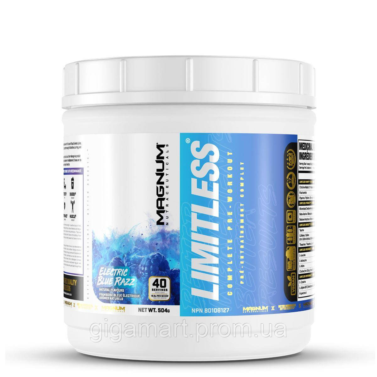 Комплекс до тренировки Magnum Nutraceuticals Limitless 504 g 20 servings Electric Blue Razz GI, код: 7677114 - фото 1 - id-p1915417944