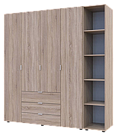 Комплект гардеробных шкафов Гелар с Этажеркой Дуб сонома 4 двери 193,2х49,5х203,4h (42005043)