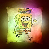 Подушка ночник Губка Боб - светящаяся подушка Губка Боб квадратные штаны подарок для ребенку Хутро
