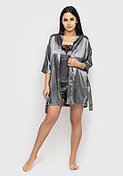 Комплект Синди тройка шелк халат+майка+шорты Ghazel 17111-07 Серый 42 GR, код: 7358478