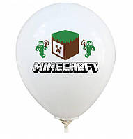 Шар латексный Майн Крафт белый с рисунком "Minecraft" 12д (30 см) Belbal