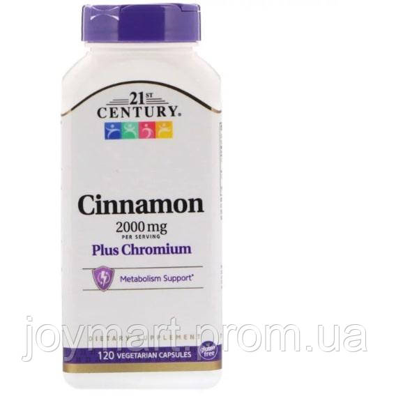 Корица 21st Century Cinnamon Plus Chromium 2000 mg 120 Veg Caps CEN-27383 JM, код: 7517376 - фото 1 - id-p1915460855