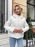 Стильная женская демисезонная куртка белая плащевка на синтепоне 42, 44, 46, 48 | Женская куртка на осень Белый, 48