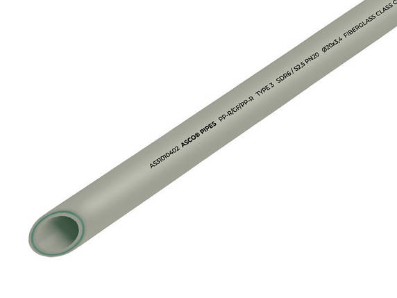 Труба PPR FiBER Ø32*5,4mm SDR 6.0/S2.5/PN20 серого цвета 2/20 ASCO®, фото 1