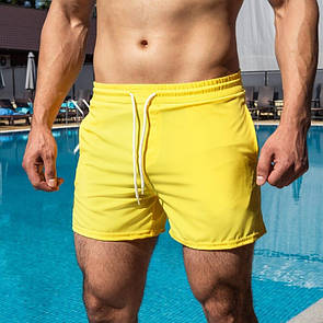 Шорти чоловічі Pobedov Pool day однотонні жовтого кольору