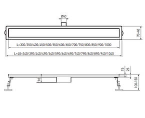 Душовий трап (під плитку) з нержавіючої сталі SUS304 KOER FD29-70x800 (KR3281), фото 2