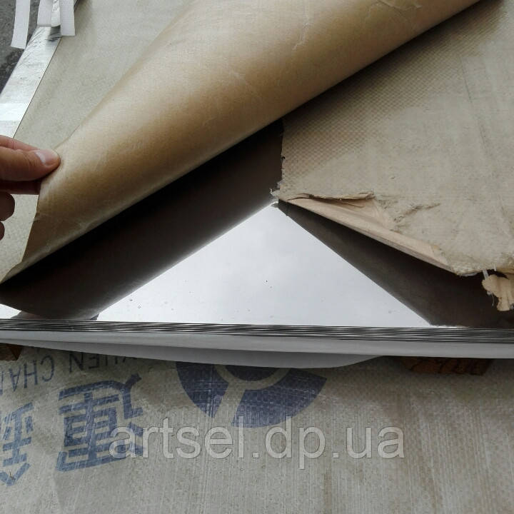 Аркуш неіржавкий 1 мм (1,0х2,0) BA+PVC 430 дзеркальний, фото 1
