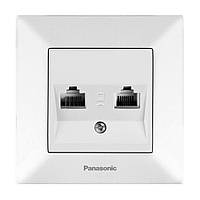 Розетка компьютерная двойная Panasonic Arkedia Slim RJ45 белая