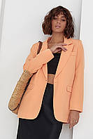 Женский классический однобортный пиджак - персиковый цвет, S (есть размеры)
