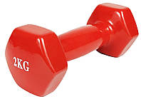 Гантель для фитнеса 2.0 кг EasyFit с виниловым покрытием красная