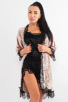 Комплект Камилла халат + пижама Ghazel 17111-123 Бежево-черный 44 EV, код: 7357887