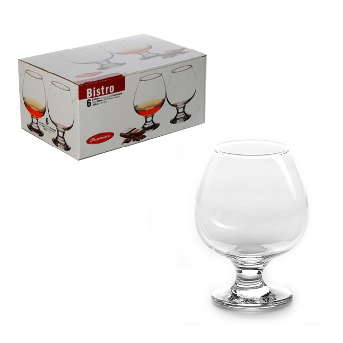 Набір келихів для коньяку Pasabahce Bistro 6 штук 400 мл d6 см h12,4 см скло (44188/6), фото 1