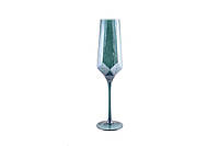Набор бокалов для шампанского Оленс Дзеркальна бірюза 2 штуки 200мл стекло (374017-1)