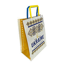 Пакет подарунковий крафт "Ukraine" орнамент 25х15х34 см KGB 253415-42