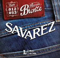 Струны для акустической гитары 6 шт Savarez A130L Bronze Light Acoustic Guitar Strings 12 53 TS, код: 2660643