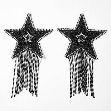 Пестис-зірки з бахромою JSY Nipple Sticker RT236112 Black, стікери Bomba💣