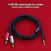 Кабель 2RCA на 3,5 мм jack аудіо Aux кабель 3,5 мм jack на 2RCA