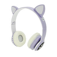Бездротові навушники з котячими вушками та RGB-підсвіткою Cat VZV 23M. NA-561 Колір: фіолетовий