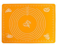 Силіконовий антипригарний килимок для випікання та розкачування тіста 2Life 40х30 см Жовтогарячий (n-183 FT, код: 7402231