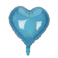 Шар фольгированный Сердце 18" 45 см Голограмма Голубой