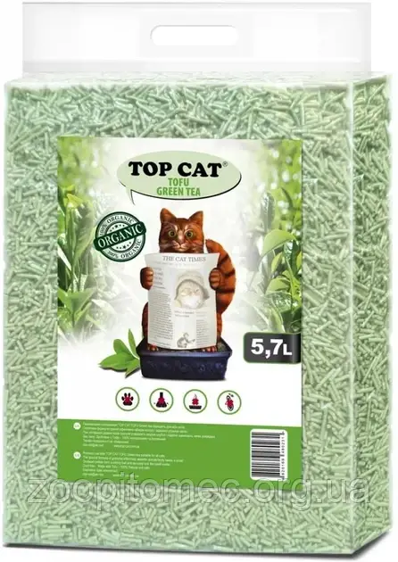 Наповнювач TOP CAT (тофу) green tea, 5.7 л