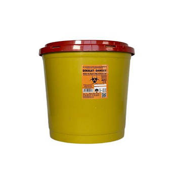 Пластиковий контейнер для утилізації медичних відходів 20 л, жовтий, вторинний пластик Afacan Plastik