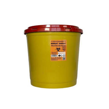 Пластиковий контейнер для утилізації медичних відходів 20 л, жовтий, вторинний пластик Afacan Plastik