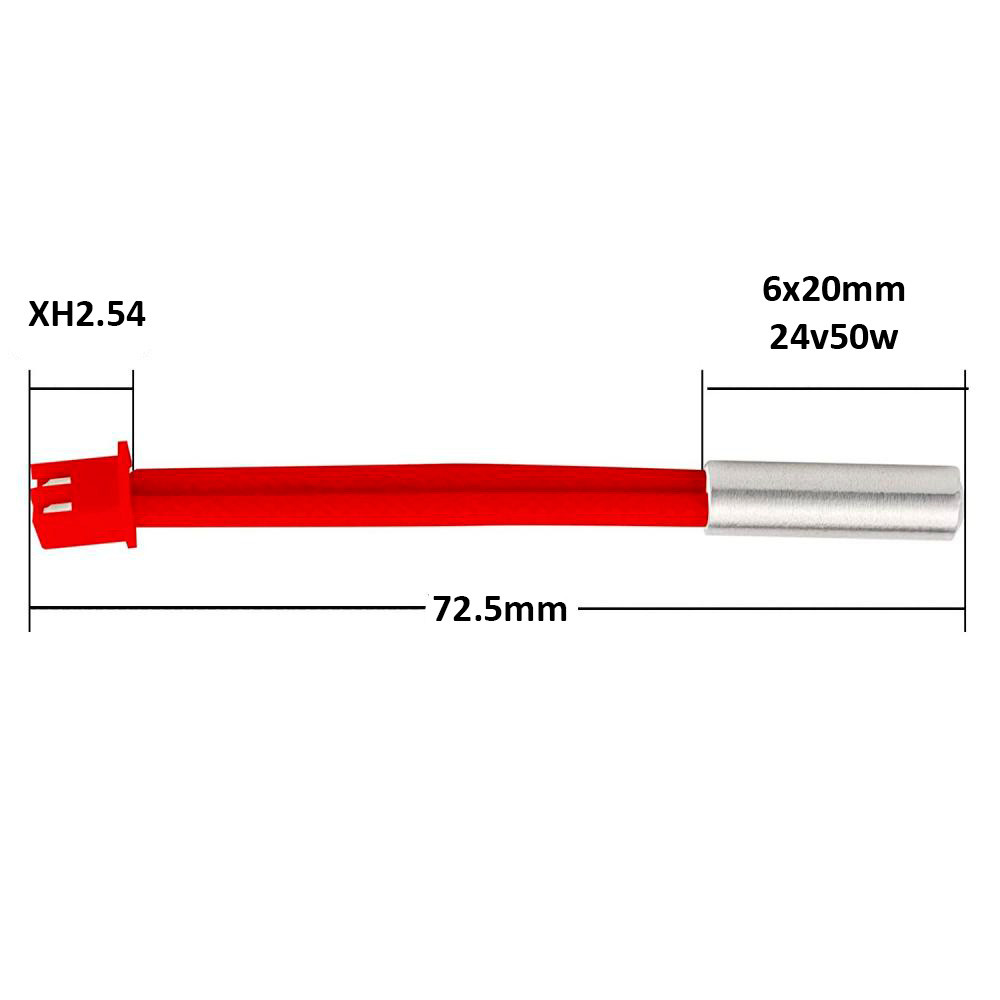 Нагрівач керамічний 24V 50W для 3Д-принтера Creality Ender-3 S1 Pro, Капсула D6mm L20mm, Дроти L50mm XH2.54-2pin, фото 1