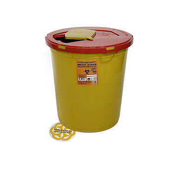 Пластиковий контейнер для утилізації медичних відходів 25 л, жовтий, вторинний пластик Afacan Plastik