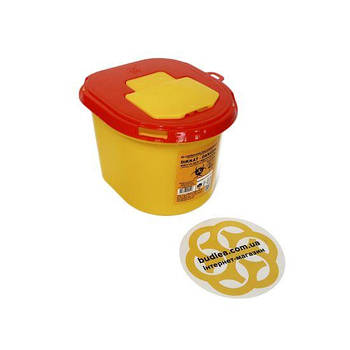 Контейнер для збору медичних відходів 1.3 л, жовтий, пластик Afacan Plastik