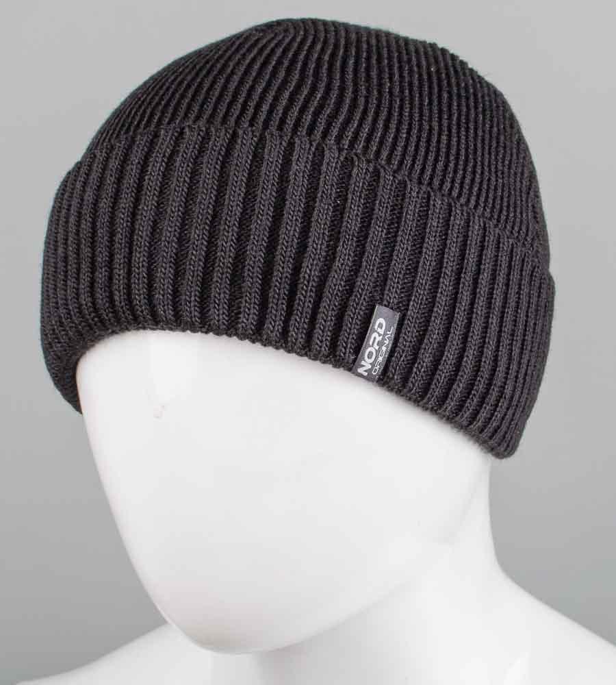 Шапка чоловіча з відворотом (С2321), Чорний, фото 1