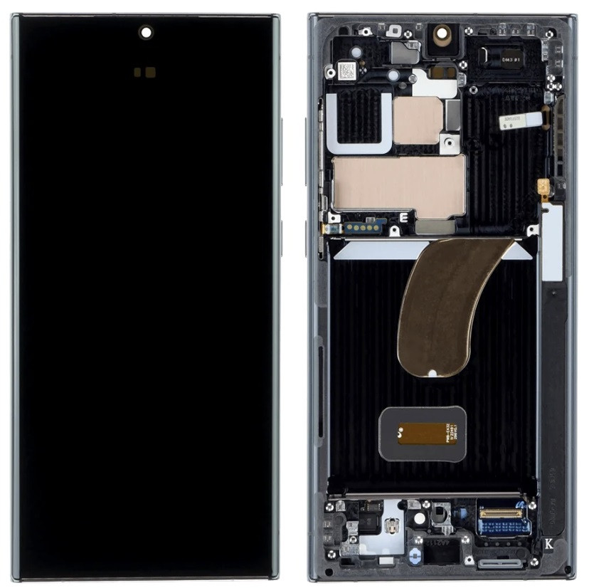 Дисплей для Samsung GH82-30465A S918 Galaxy S23 Ultra 5G з сенсорним склом в рамці (Чорний) Сервісний оригінал