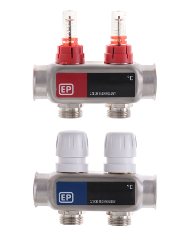 Колекторний блок із витратомірами Чехія нержавіюча сталь 1x2