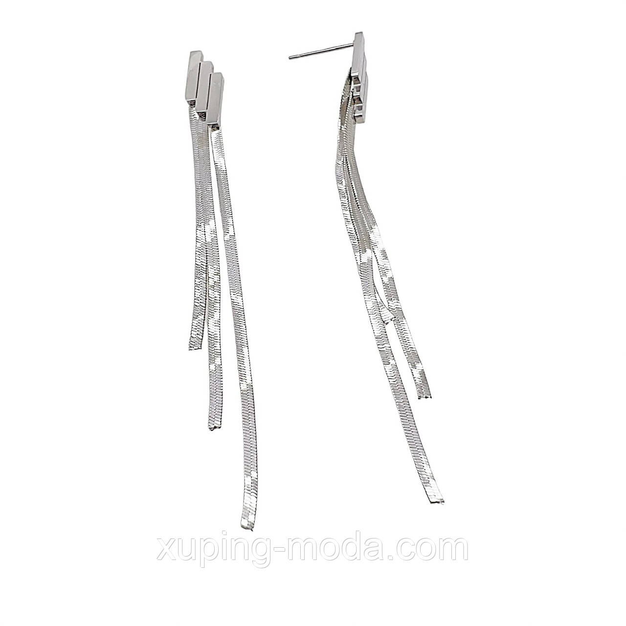 Сережки Stainless steel. 8 см, срібло, фото 1