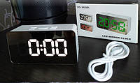 Часы зеркальные электронные настольные UKC DS-3658L - USB кабель + батарейки (Черный корпус - IX, код: 2595635