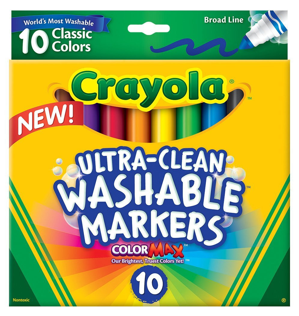 Фломастери ultra lean Washable (на водній основі) товсті, 10 кольорів, Crayola (Крайола)