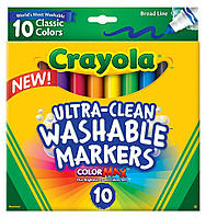 Фломастери ultra lean Washable (на водній основі) товсті, 10 кольорів, Crayola (Крайола)