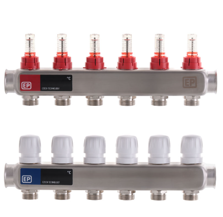 Колекторний блок із витратомірами Чехія нержавіюча сталь 1x6