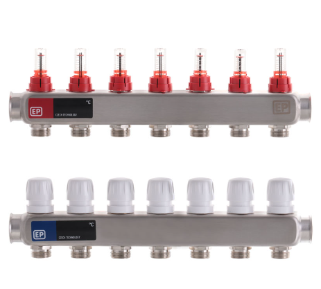 Колекторний блок із витратомірами KRAKOW нержавіюча сталь 1x7