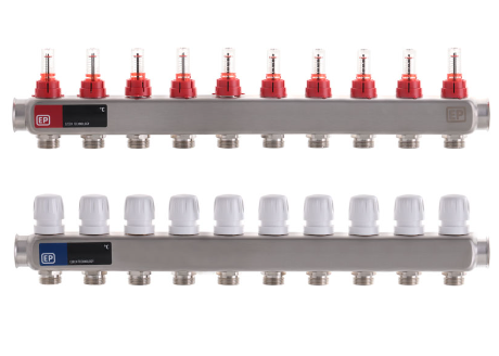 Колекторний блок із витратомірами Чехія нержавіюча сталь 1x10