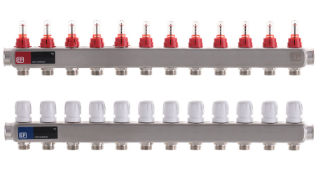 Колекторний блок із витратомірами KRAKOW нержавіюча сталь 1x12