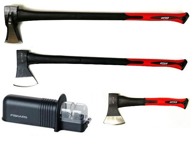 Сокира колун набір з 3шт AWTOOLS та точилка Fiskars