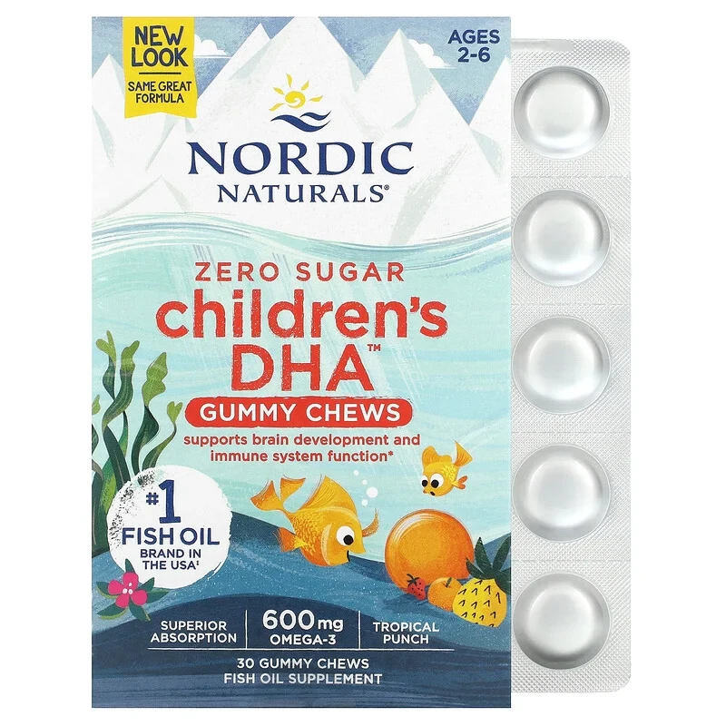 Nordic Naturals, Child's DHA, жувальні таблетки з ДГК, з смаком тропічних фруктів,600 мг, 30 таблеток